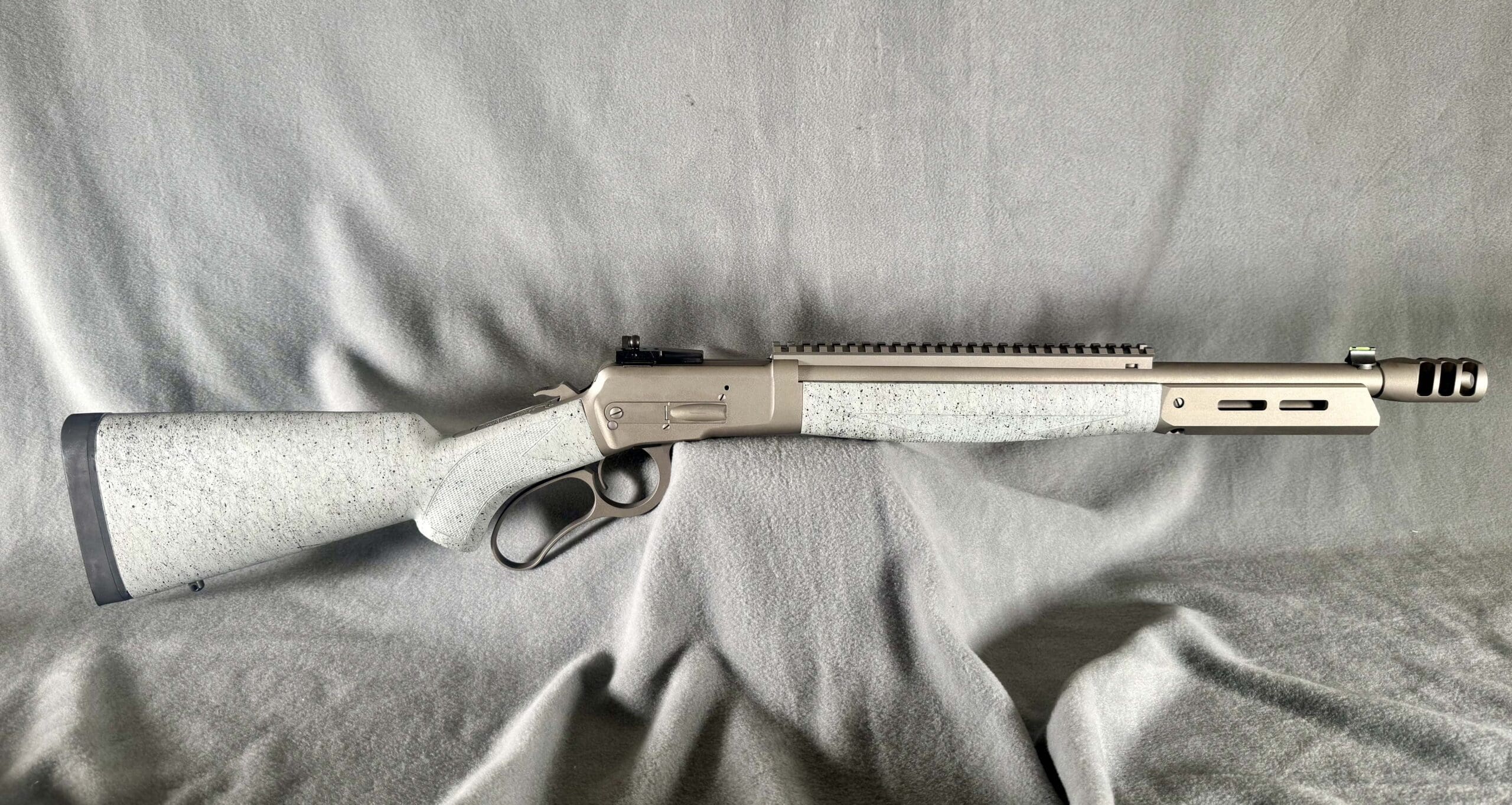 Model 89 Spikedriver Tactical Lever Gun Matte Stainless Steel Finish With Grey Webbed Stock